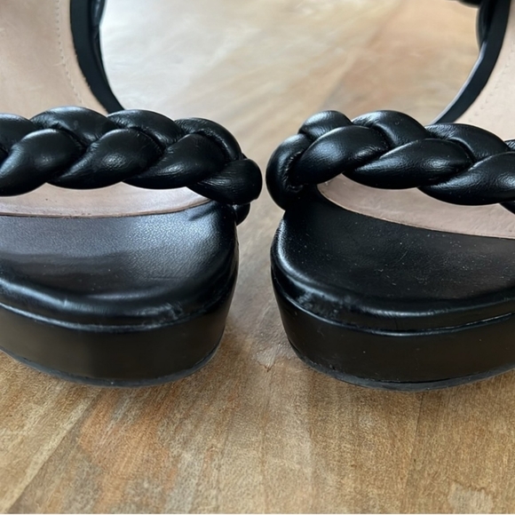 SCHUTZ Black Leather Wedge Sandal Size 9.5 - Picture 7 of 8